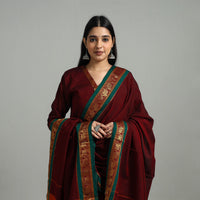 Maroon - Cotton Dharwad Kurta Set with Palazzo & Dupatta 11