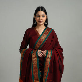 Buy Maroon Cotton Dharwad Kurta Set with Palazzo & Dupatta