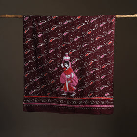 Maroon - hand batik print cotton dupatta 47 - handcrafted