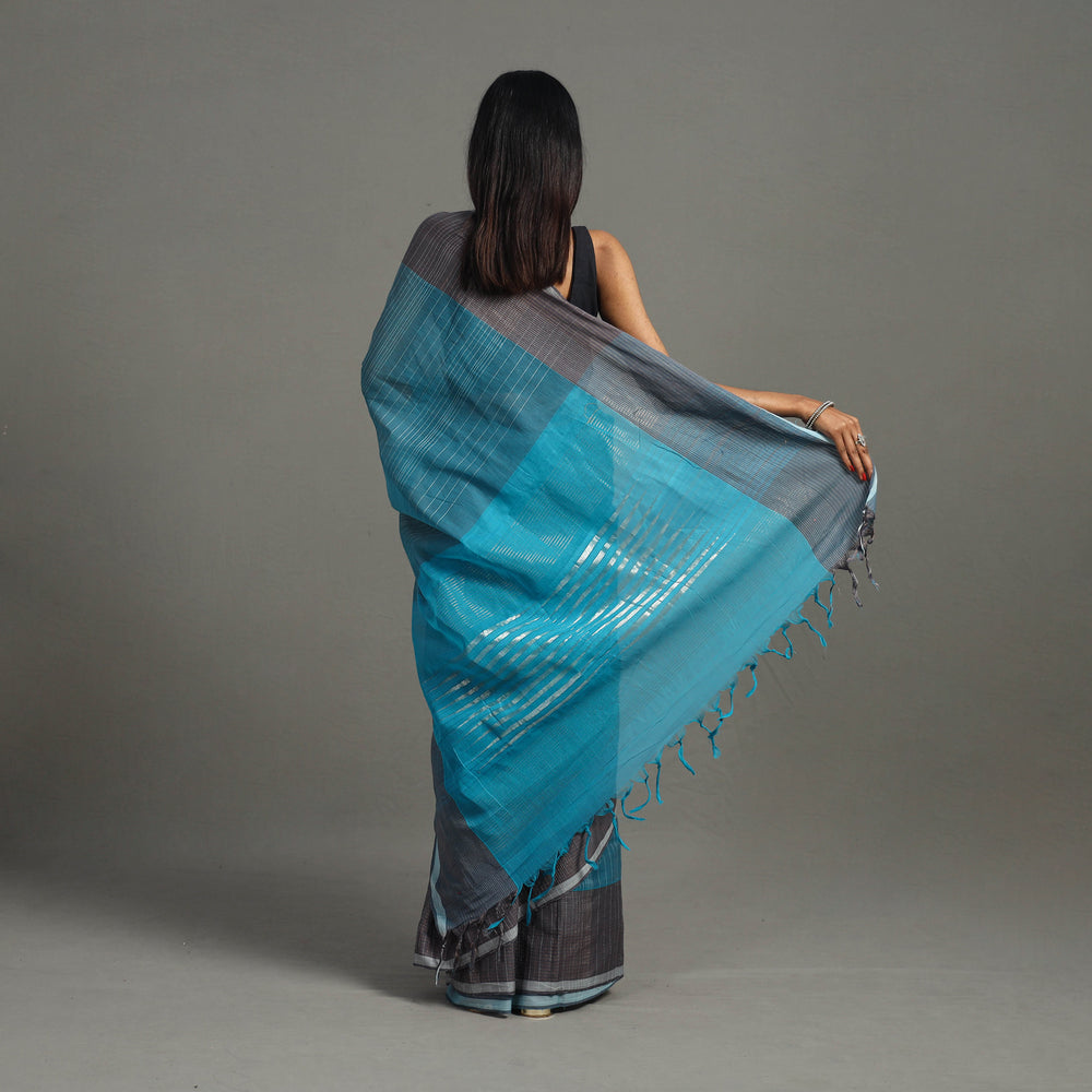 Blue - Zari Work Cotton Handloom Saree 36