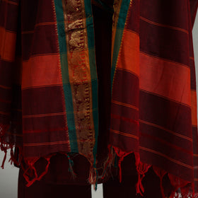 Buy Maroon Cotton Dharwad Kurta Set with Palazzo & Dupatta