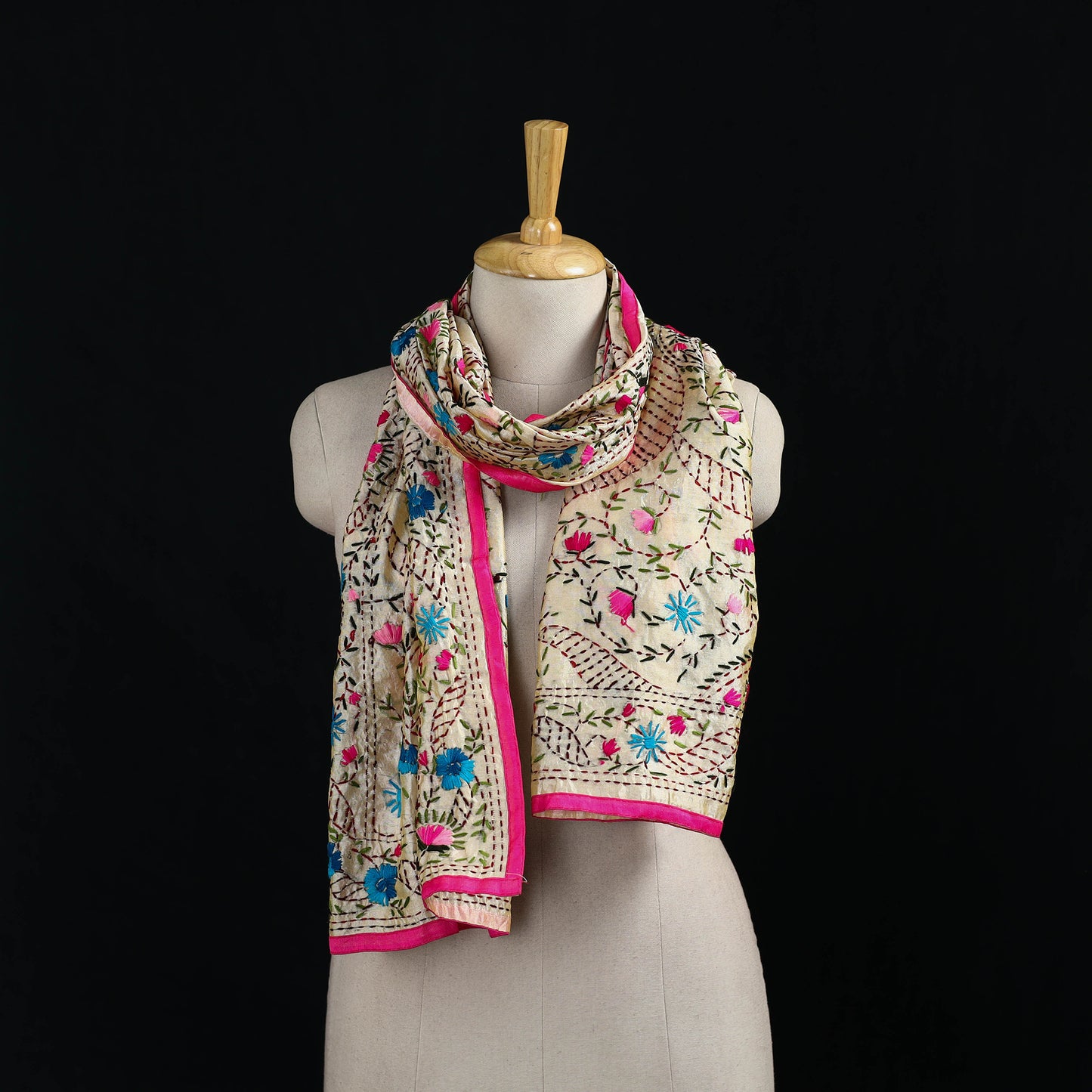 Ranihati Chanderi Silk Hand Embroidered Stole 143