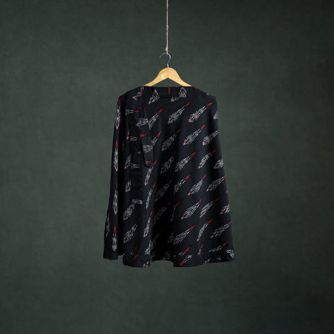 Black - Pochampally Ikat Cotton Wrap Around Skirt 62