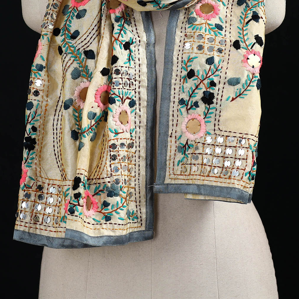 Ranihati Chanderi Silk Hand Embroidered Stole 145