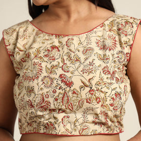 Beige - Pedana Kalamkari Block Printed Cotton Stitched Blouse 12