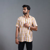 Multicolor - Sanganeri Block Printed Cotton Men Half Sleeve Shirt 04