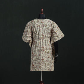 Beige - Kalamkari Hand Block Print Natural Dyed Cotton Kaftan (Medium) 13
