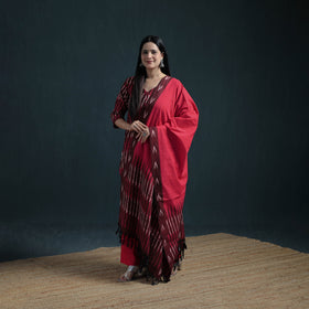 Pochampally Ikat Cotton Suit Set with Dupatta for Women 23