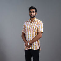 Multicolor - Sanganeri Block Printed Cotton Men Half Sleeve Shirt 04