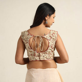 Beige - Pedana Kalamkari Block Printed Cotton Stitched Blouse 12