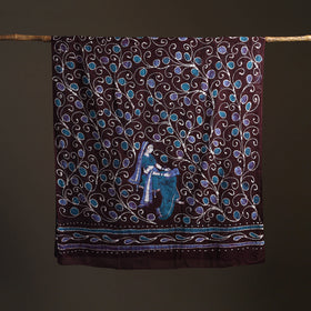 Brown - hand batik print cotton dupatta 41 - handcrafted