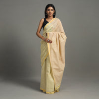 Yellow - Pinwheel Jamdani Cotton Handspun Saree 37