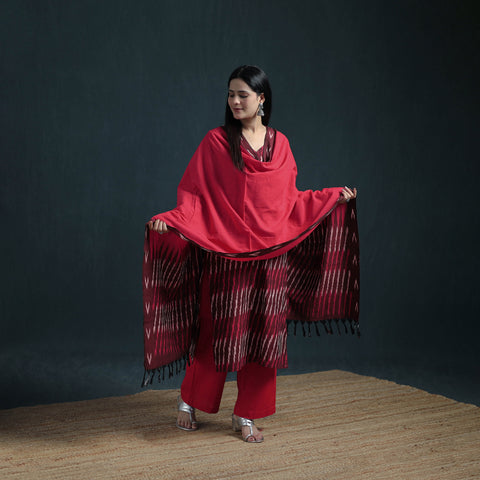 Pochampally Ikat Cotton Suit Set with Dupatta for Women 23