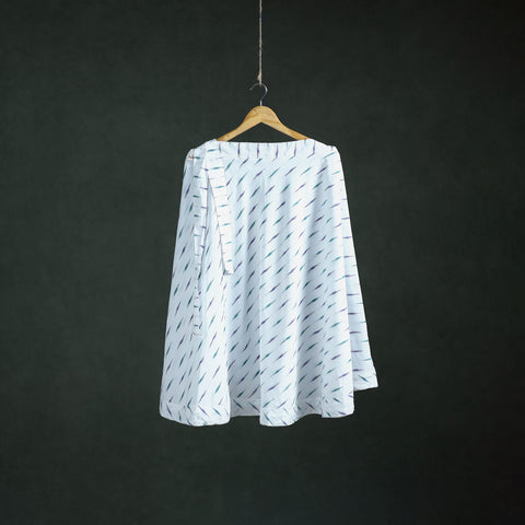 White - Pochampally Ikat Cotton Wrap Around Skirt 63