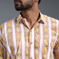 Multicolor - Sanganeri Block Printed Cotton Men Half Sleeve Shirt 04