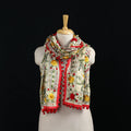 Ranihati Chanderi Silk Hand Embroidered Stole with Pom Pom 147