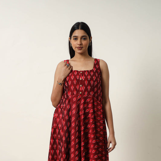 Mercerized Cotton Flared Pochampally Ikat Dress 17