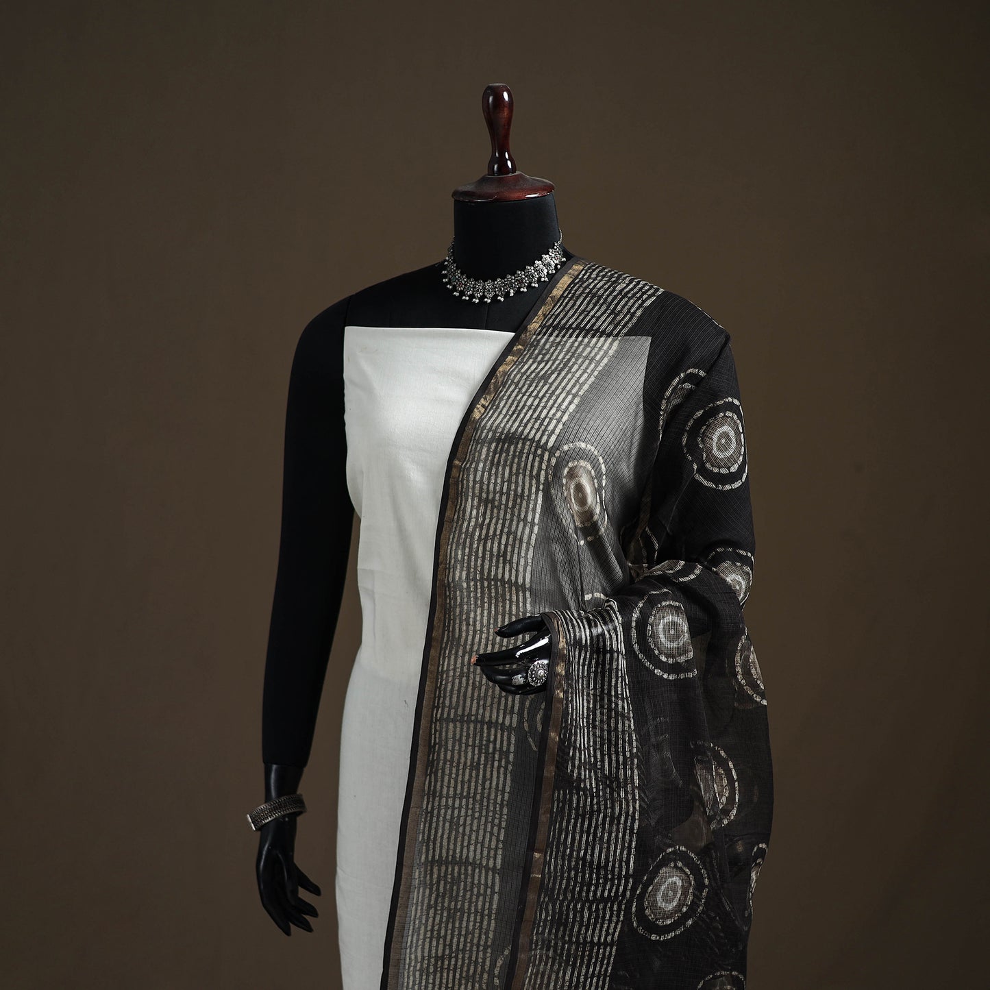 Pipad Hand Block Print Natural Dyed Kota Doria Cotton Dupatta 29