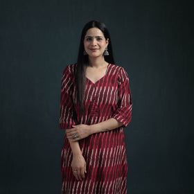 Pochampally Ikat Cotton Suit Set with Dupatta for Women 23
