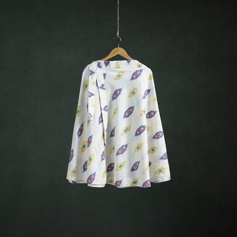 White - Pochampally Ikat Cotton Wrap Around Skirt 64