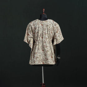 Beige - Kalamkari Hand Block Print Natural Dyed Cotton Kaftan (Short) 14