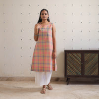 Multicolor - Handwoven Sleeveless Boat Neck Cotton Kurta 18