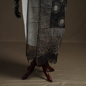 Pipad Hand Block Print Natural Dyed Kota Doria Cotton Dupatta 29