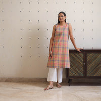 Multicolor - Handwoven Sleeveless Boat Neck Cotton Kurta 18