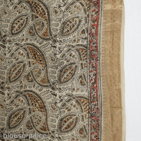Brown Original Pedana Kalamkari Block Print Chanderi Silk Saree