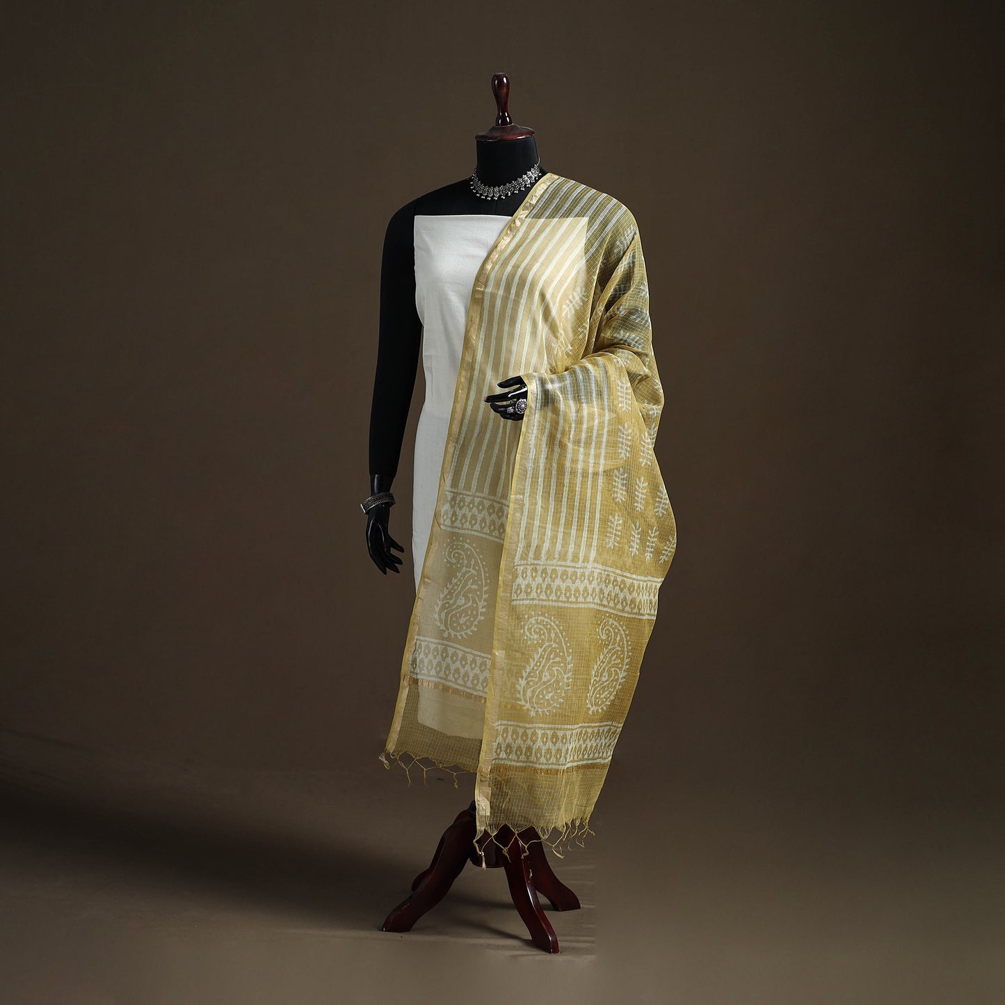 Pipad Hand Block Print Natural Dyed Kota Doria Cotton Dupatta 30