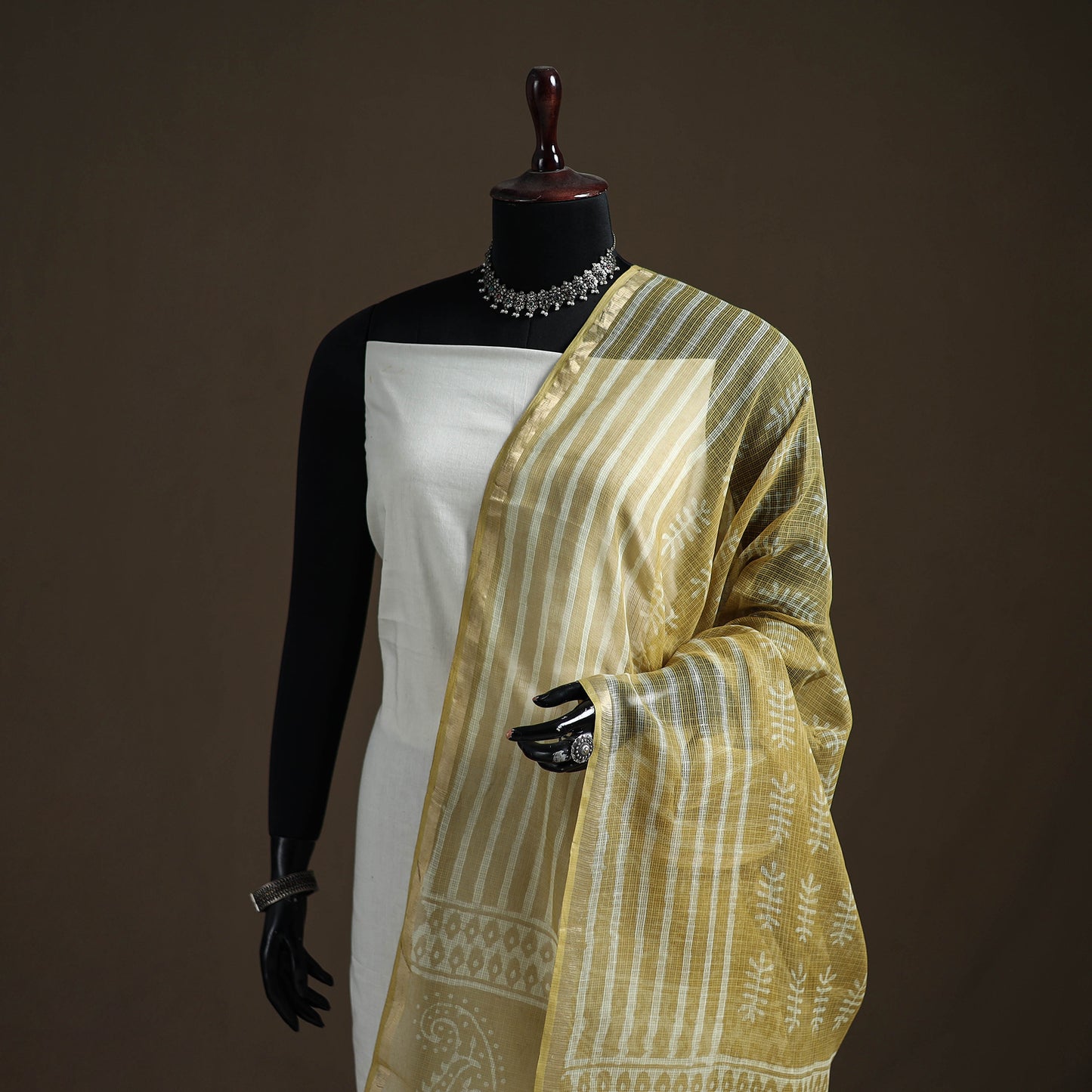 Pipad Hand Block Print Natural Dyed Kota Doria Cotton Dupatta 30