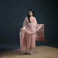 Hand Batik Print Kota Doria Cotton Suit Set with Dupatta for Women 30