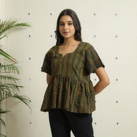 Green - Ajrakh Block Printed Cotton Crop Top 08