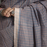 Grey - Pure Handloom Natural Dyed Checks Cotton Saree 37