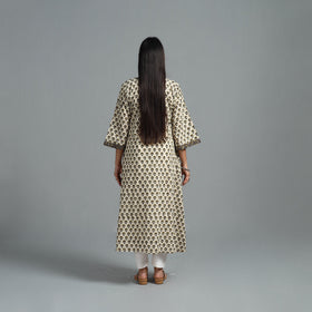 Buy Beige Block Printed Cotton A-Line Bagru Kurta