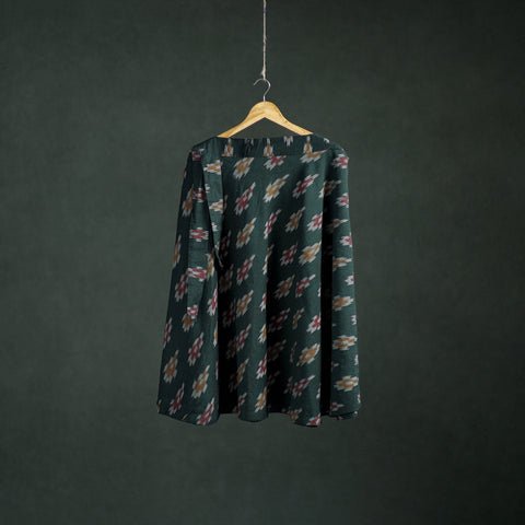 Green - Pochampally Ikat Cotton Wrap Around Skirt 65