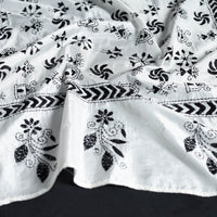 White - Handloom Tussar Silk  Bengal Kantha Work Stole 65