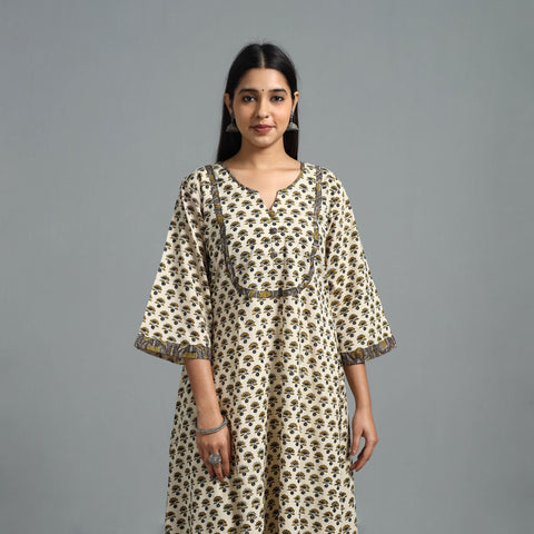 Block Printed Cotton A-Line Bagru Kurta 13