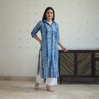 Blue - Tie & Dye Cotton Straight Shibori Kurta 13