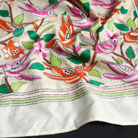 Beige - Handloom Silk Bengal Kantha Work Stole 67