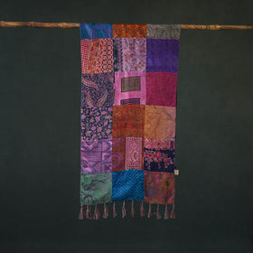 Pure Silk Reversible Patchwork Stole with Tassels 11