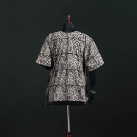 Black - Kalamkari Hand Block Print Natural Dyed Cotton Kaftan (Short) 15