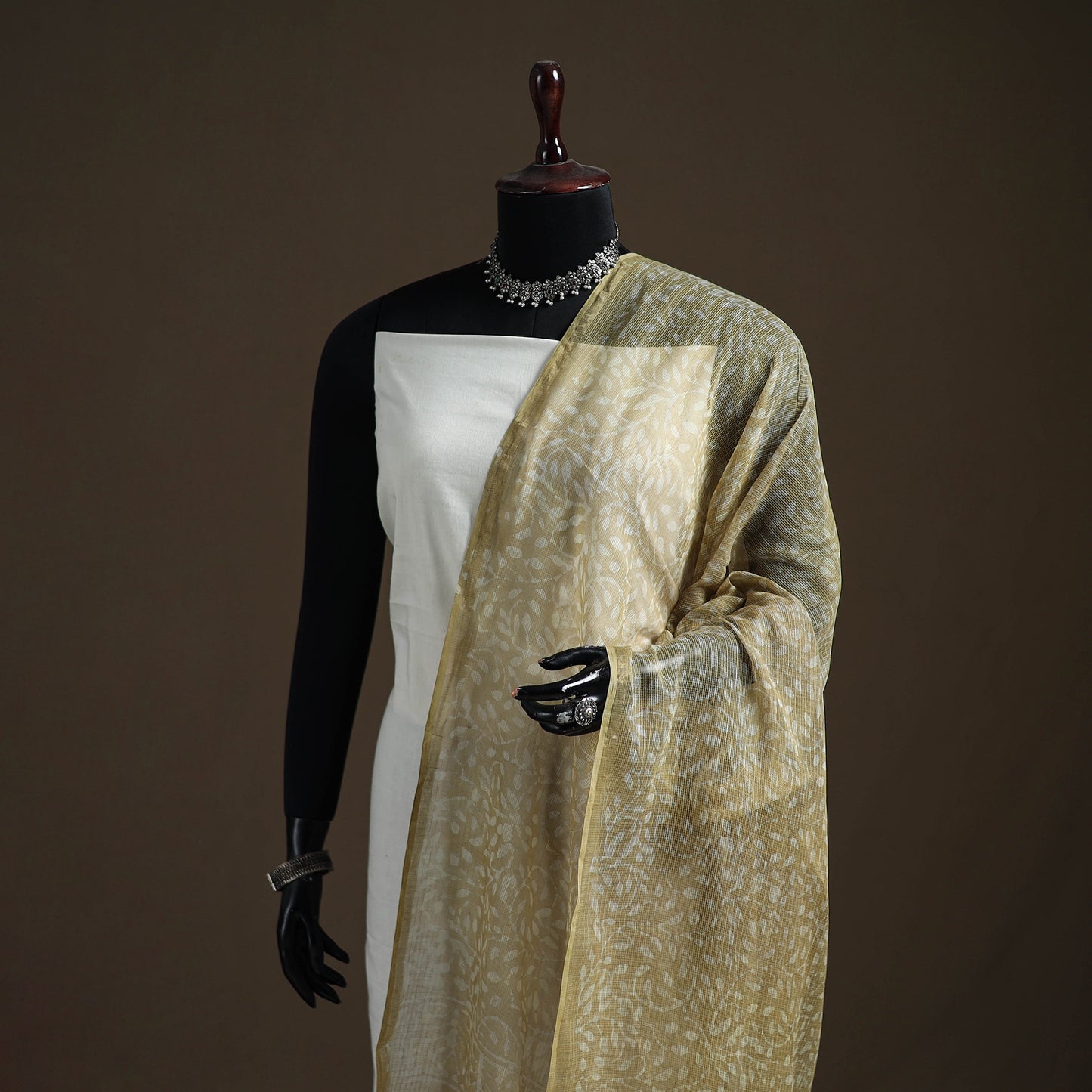 Pipad Hand Block Print Natural Dyed Kota Doria Cotton Dupatta 31