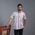 Buy White Sanganeri Block Printed Cotton Men Half Sleeve Shirt 