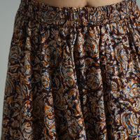 Multicolor - Hand Block Printed Cotton Long Kalamkari Skirt 14