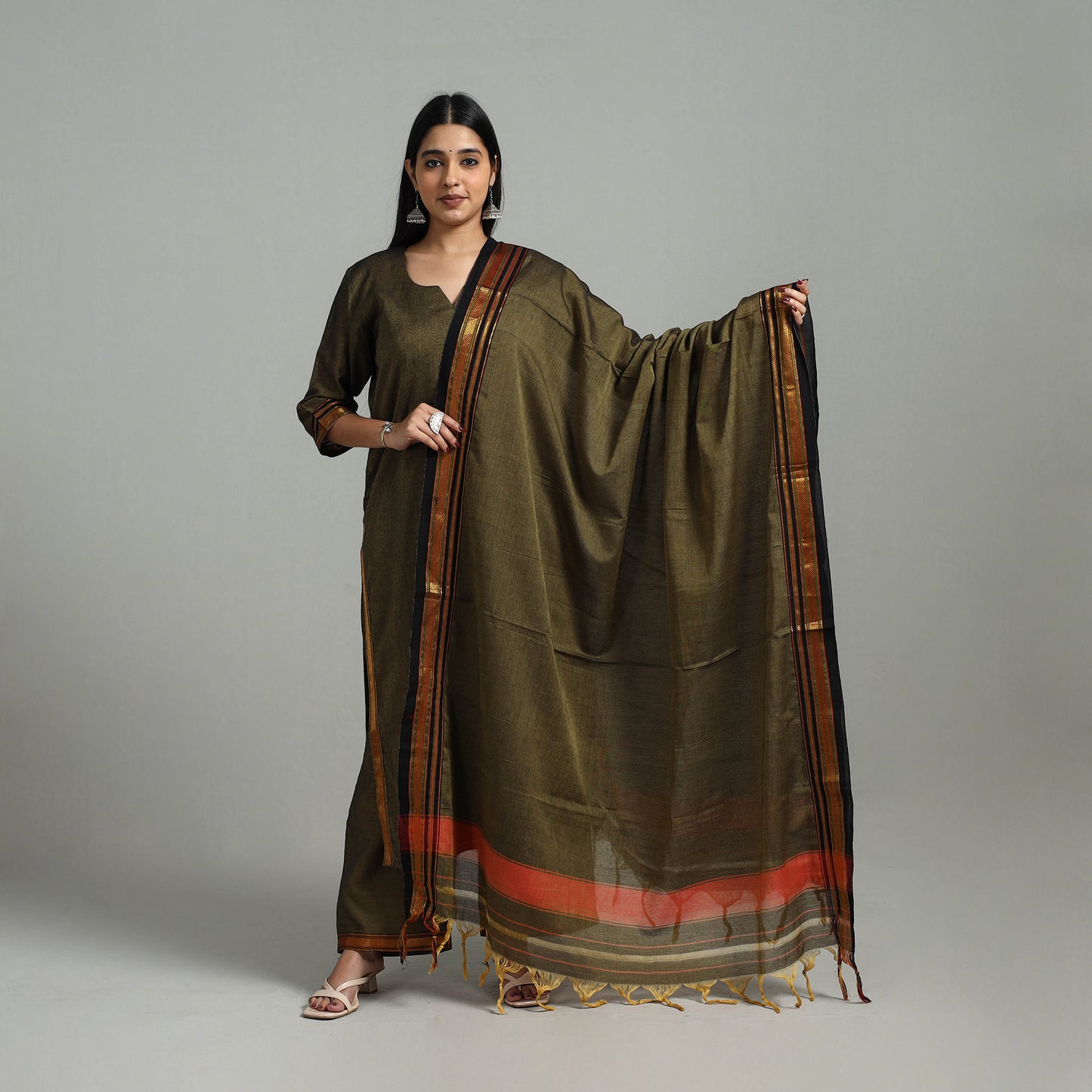 Buy Cotton Green Dharwad Kurta Set with Palazzo & Dupatta