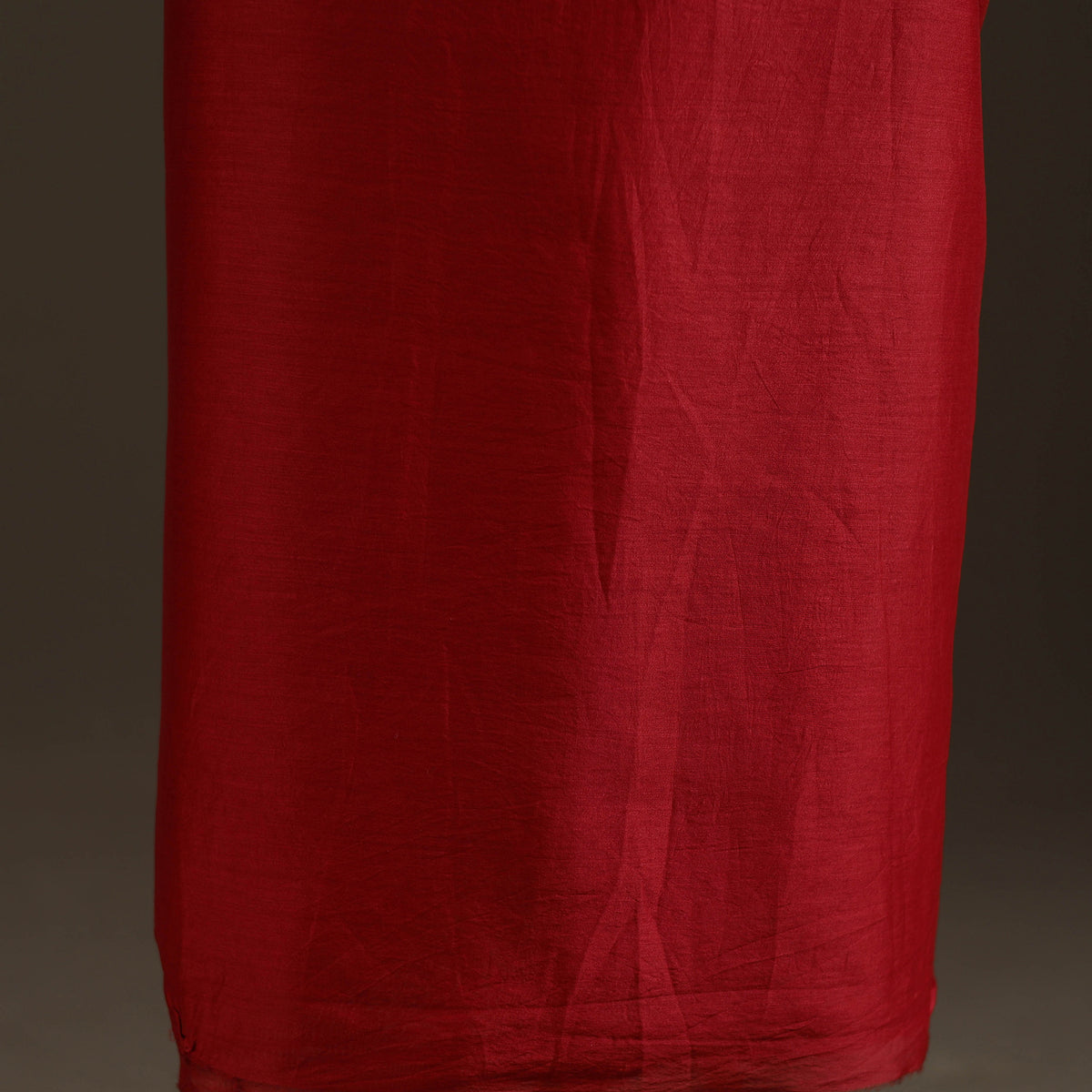 Red - Handpainted Srikalahasti Handloom Chanderi Silk Unstitched Kurta (2.3M) 01