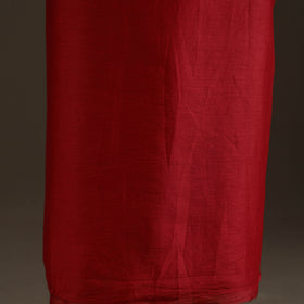 Red - Handpainted Srikalahasti Handloom Chanderi Silk Unstitched Kurta (2.3M) 01