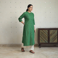 Green - Jacquard Cotton A-Line Kurta 20