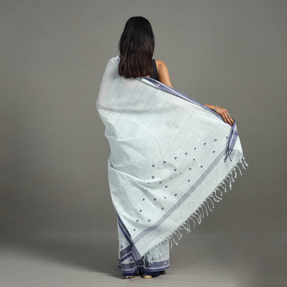 Blue - Leaves Cotton Handloom Saree 38